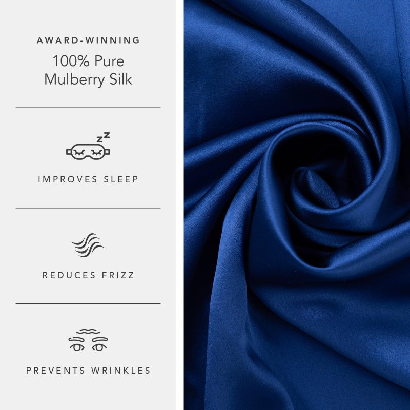 Fishers Finery 19mm 100% Pure Mulberry Silk Pillowcase, Quality Tested (Navy, Q) - Image 5